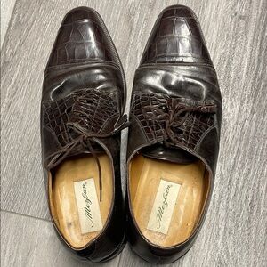 Mezlan Rich Brown Croc-Patterned Derbys